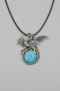 Turquoise Cabochon Dragon Pendant Necklace