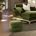 Nest 19.5" Low Round Upholstered Ottoman, Moss