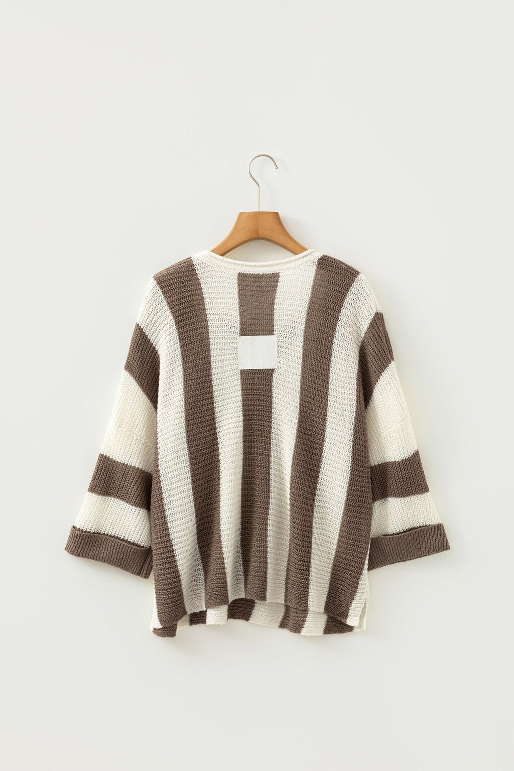 Colorblock Stripe V-Neck 3/4 Sleeve Sweater