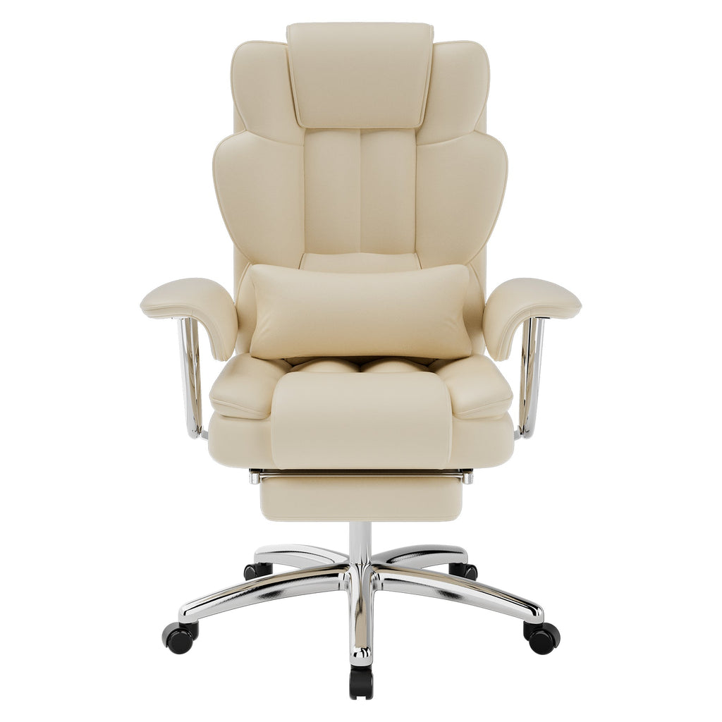 Big and Tall Executive Office Chair with Footrest - Beige