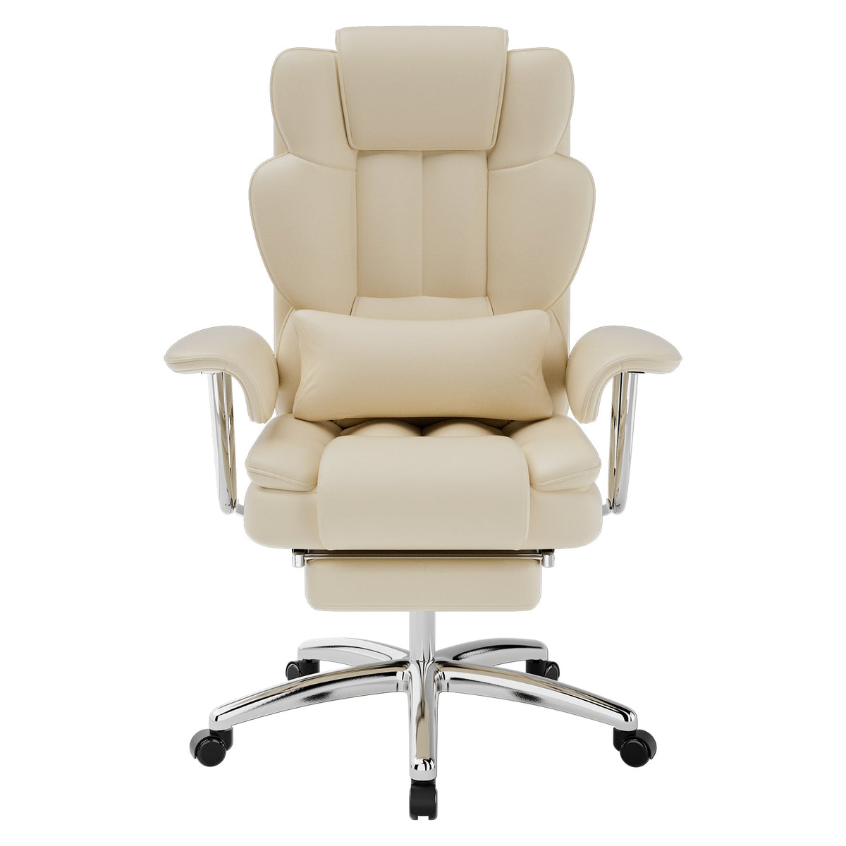 Big and Tall Executive Office Chair with Footrest - Beige