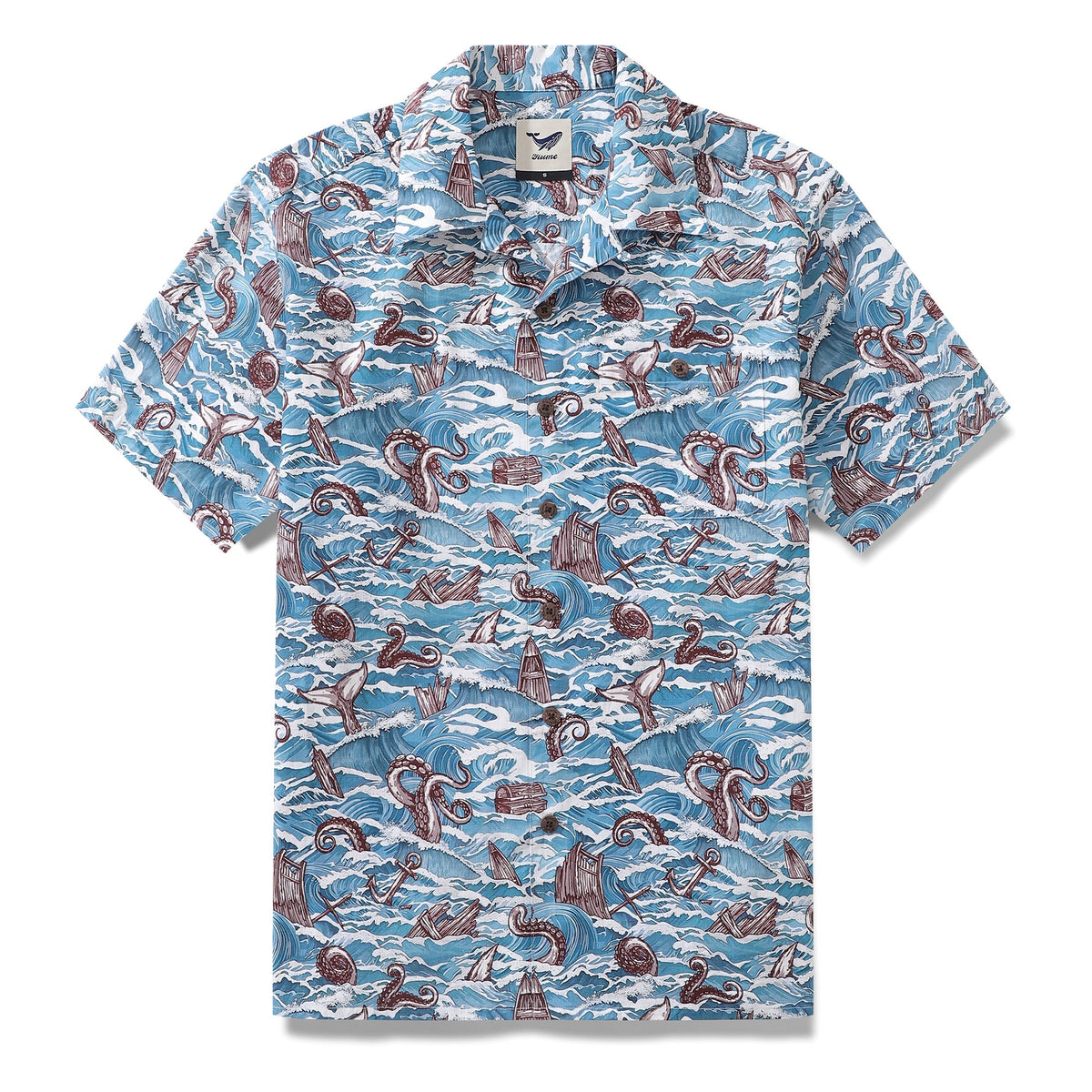 Hawaiian Shirt For Men Monsters of the Deep Shirt Camp Collar 100% Cotton By Sun