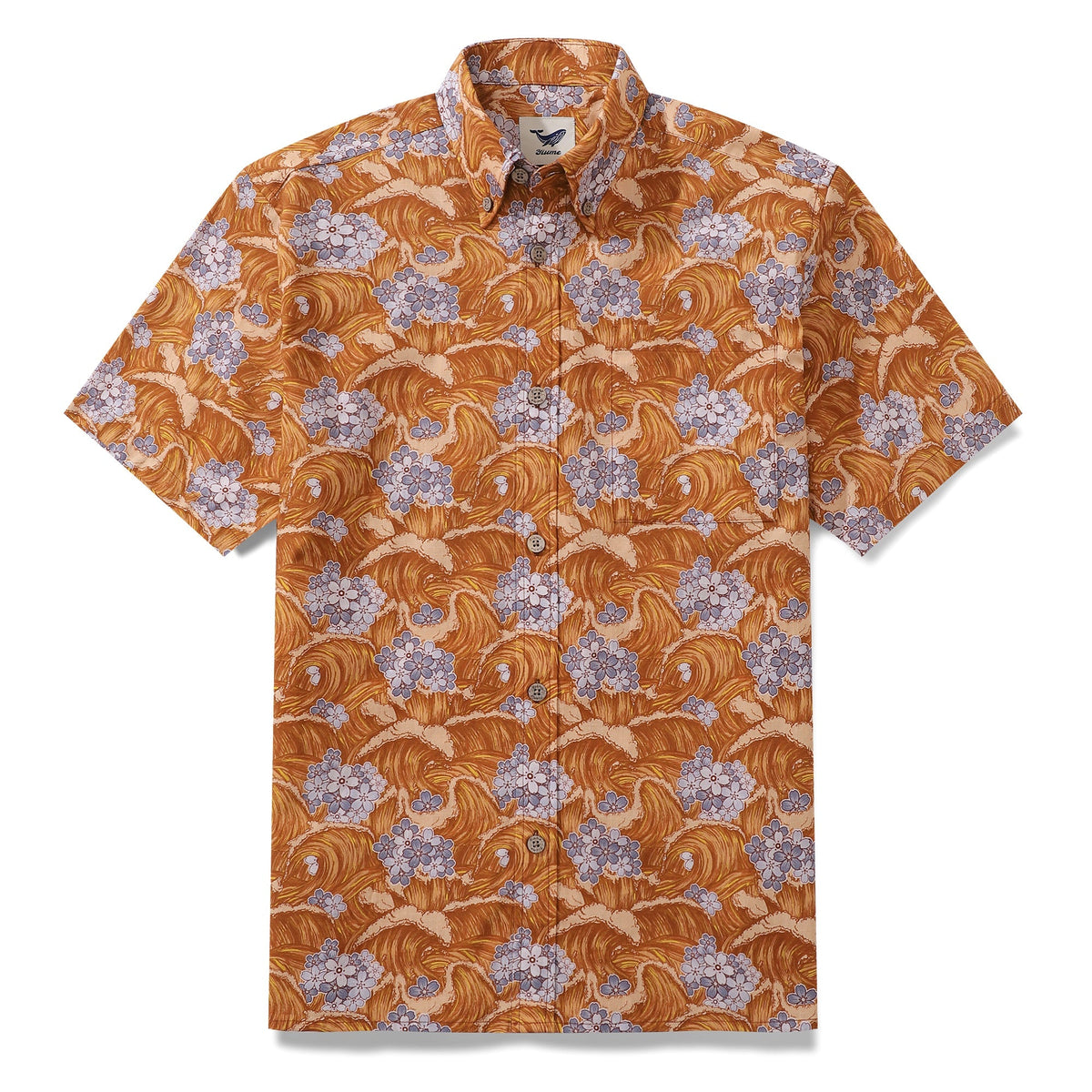 Men's Hawaiian Shirt Sakura Sea Print Cotton Button-down Short Sleeve Aloha Shirt By Yakima