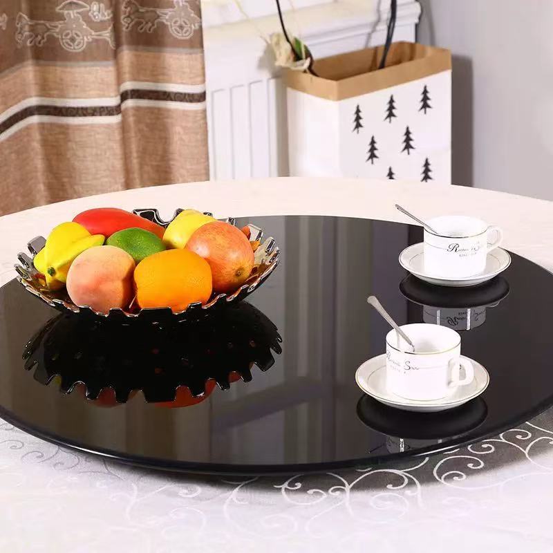Black Tempered Glass Table Top - 39.3 Inch Round