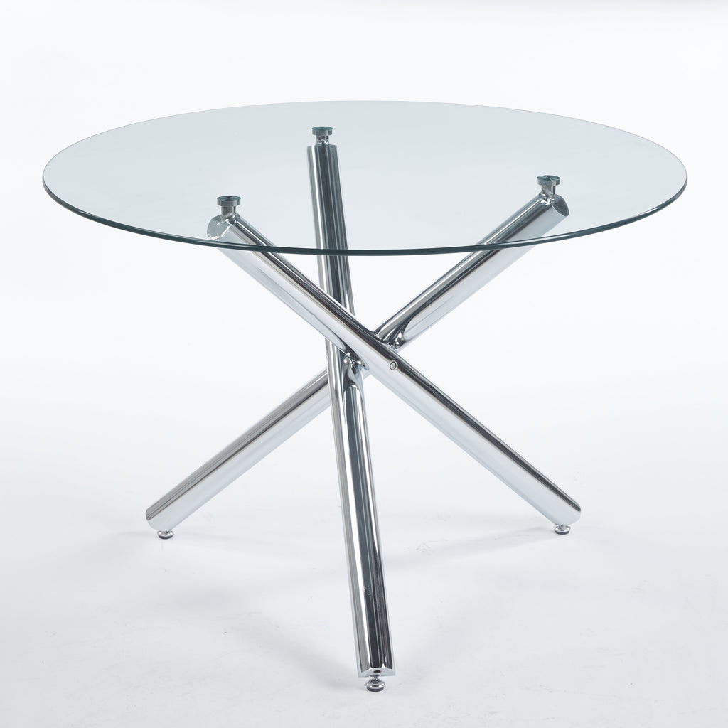 Chrome Dining Table with Metal Legs