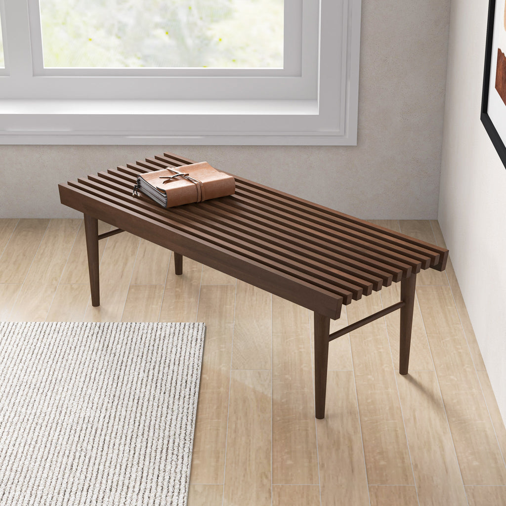 Mia Mid Century Modern Solid Wood Bench