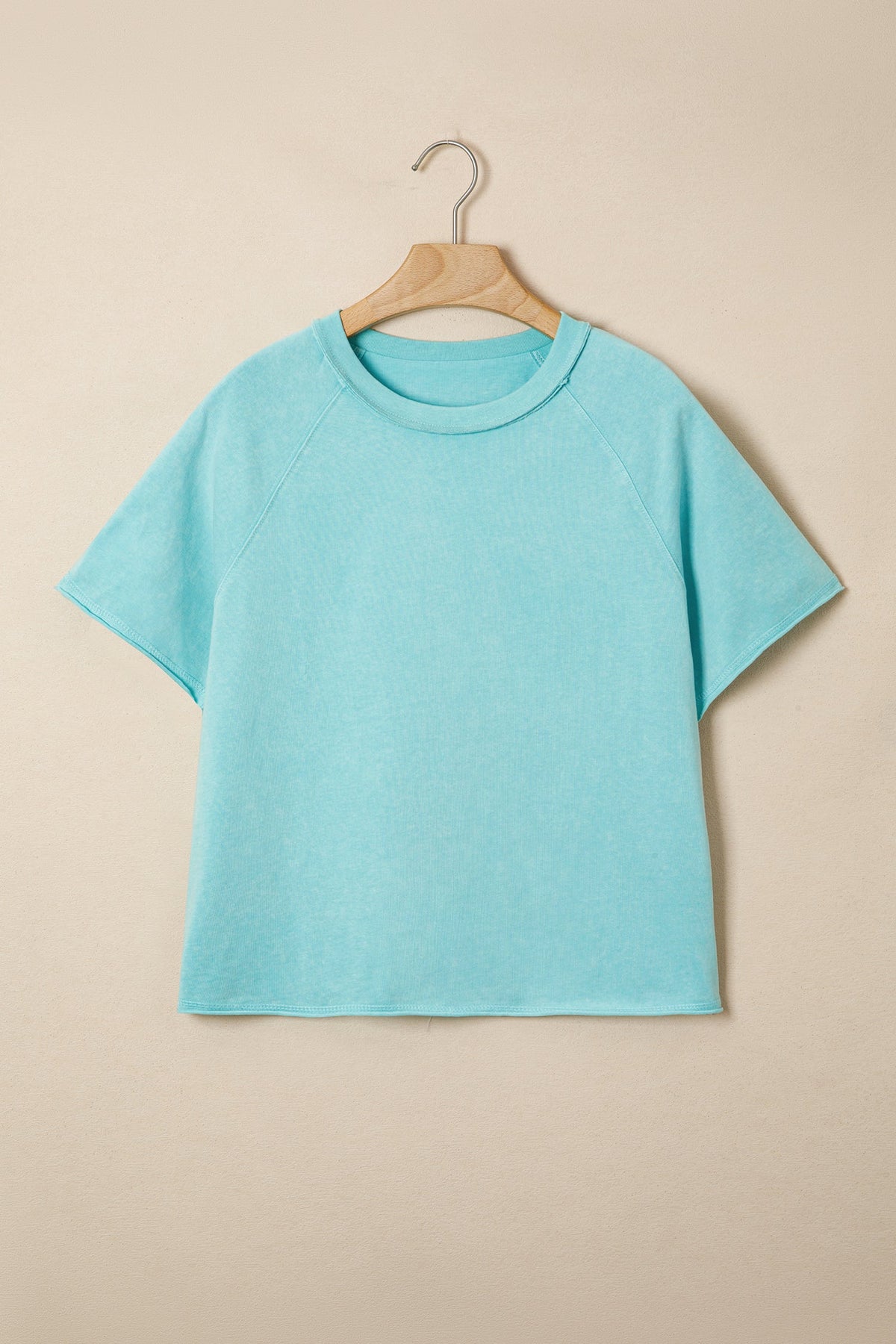 Mineral Wash Raglan Sleeve Boxy Cropped Tee