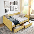 Queen Size Daybed with Two Drawers Upholstered Tufted Sofa Bed