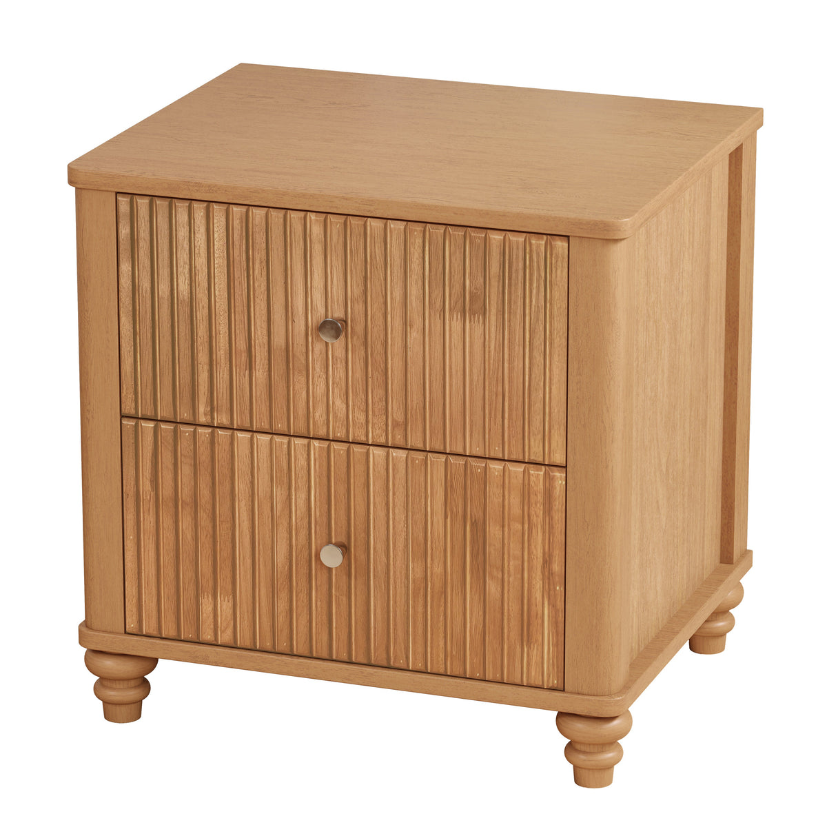 Fluted Nightstand with 3 Drawers