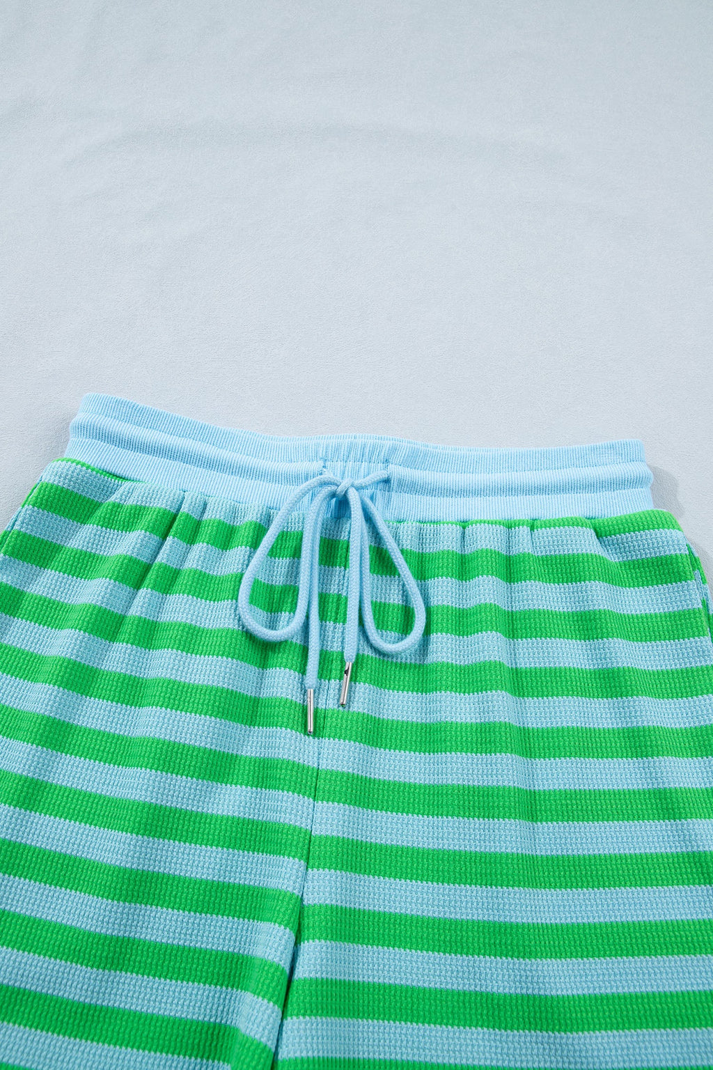 Stripe Puff Sleeve T-Shirt & Drawstring Shorts Set