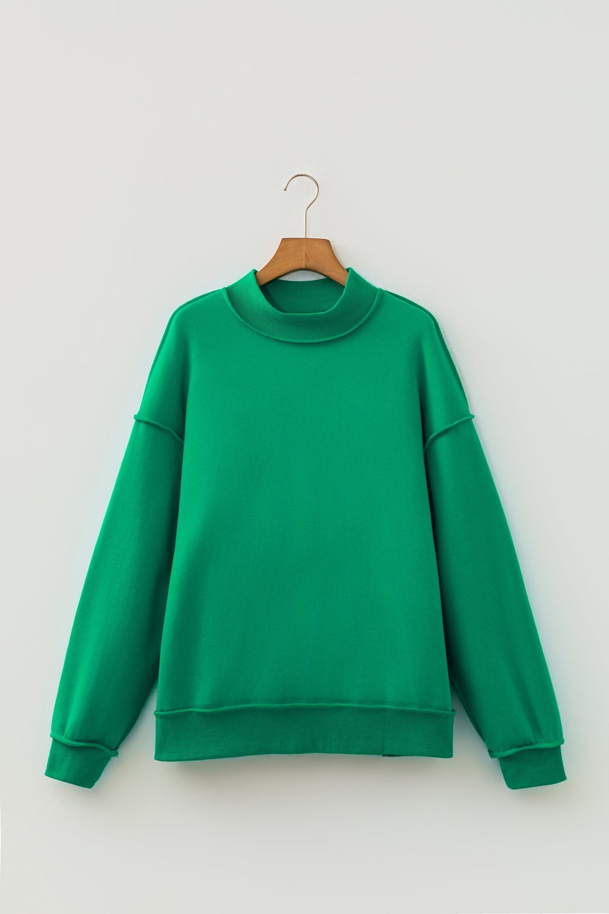 Light Pink Oversize Drop Shoulder Reversible Mock Neck Sweatshirt