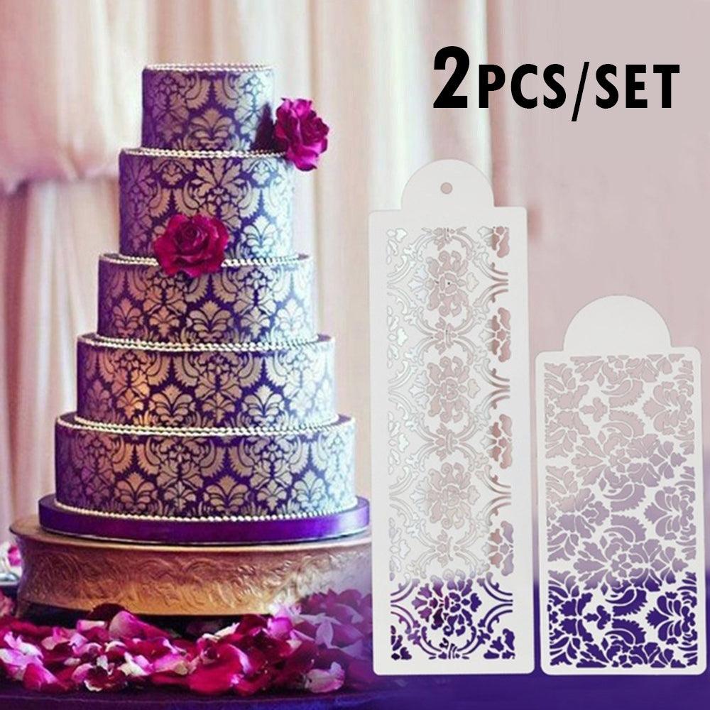 2 Style Cake Side Cupcake Cake Sugarcraft Decoration Cake Mould Plastic Baking Cake Decorating Tool 2 Pieces Cupcake Stencil Cake Side Decorating Templates Powdered Sugar Template Wedding Cake Decor Flower Molding