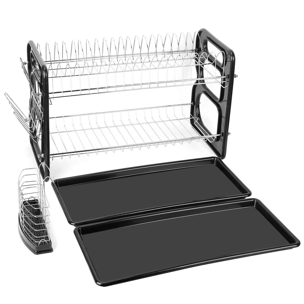 2-Tier Dish Drying Rack Drainboard Set