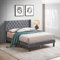 Velvet Button Tufted Upholstered Bed