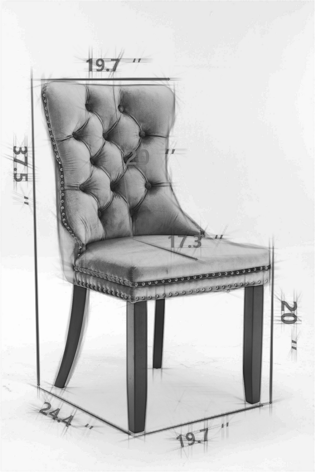 Nikki Collection Velvet Upholstered Dining Chair Set of 2