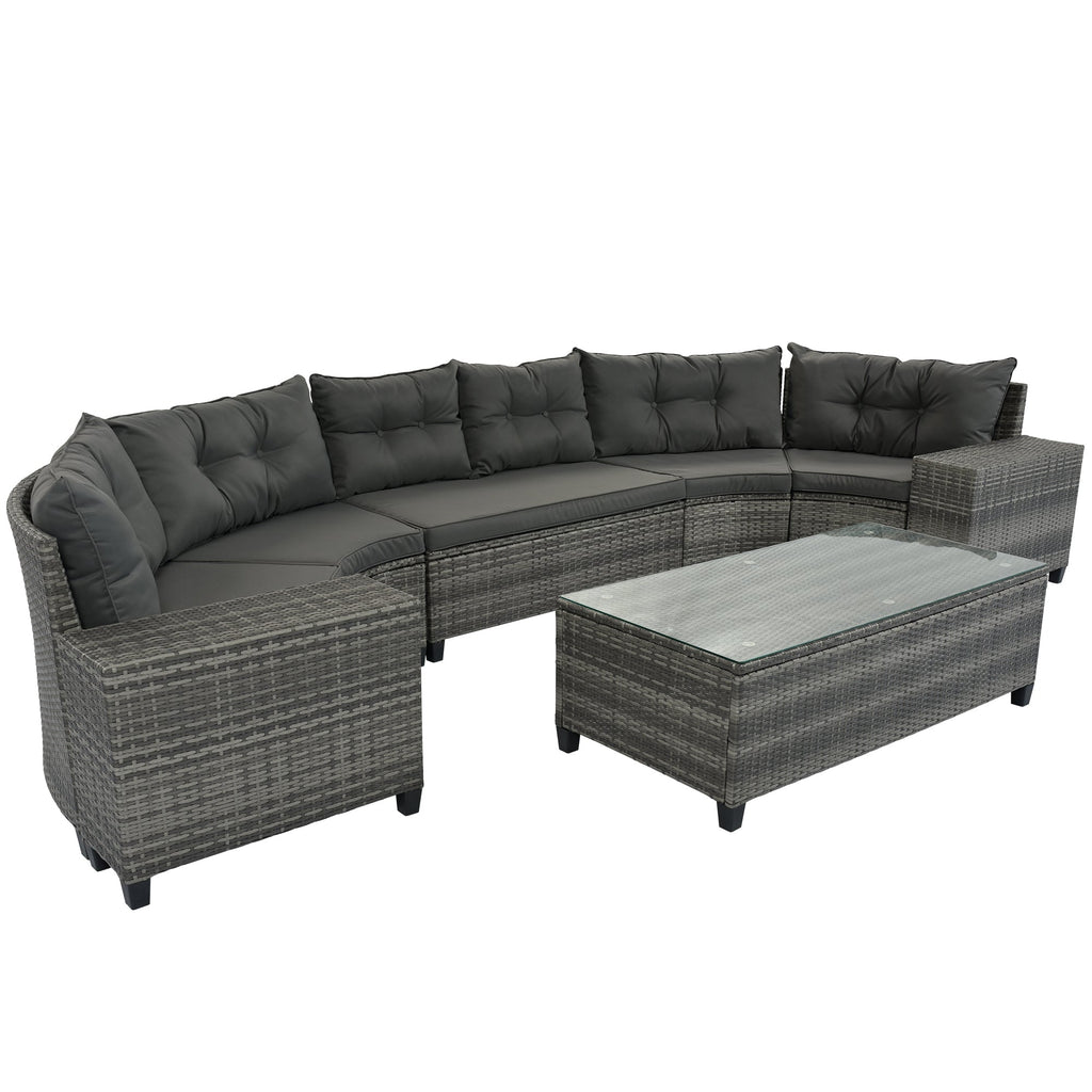 8-Pieces Outdoor Wicker Round Sofa Set