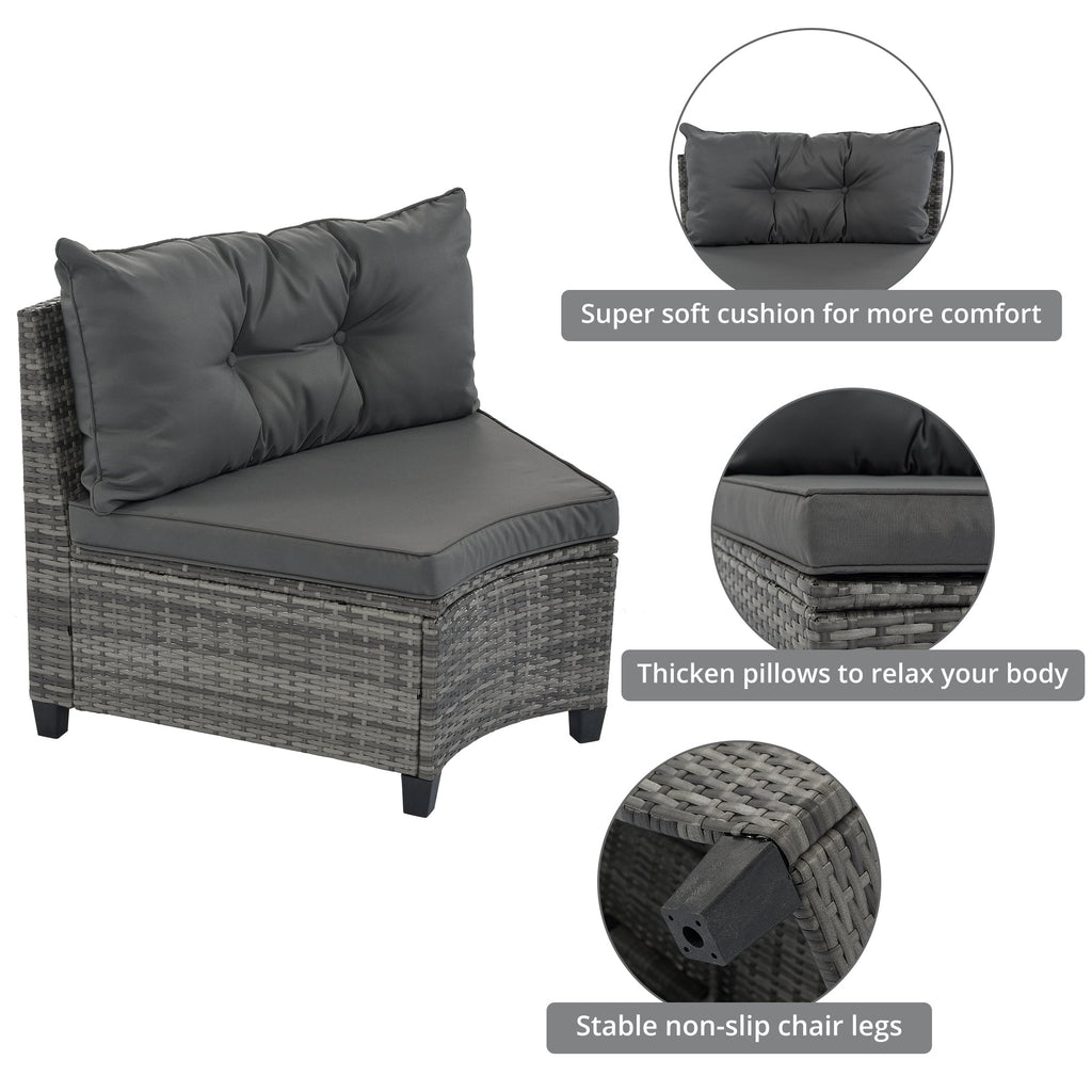 8-Pieces Outdoor Wicker Round Sofa Set