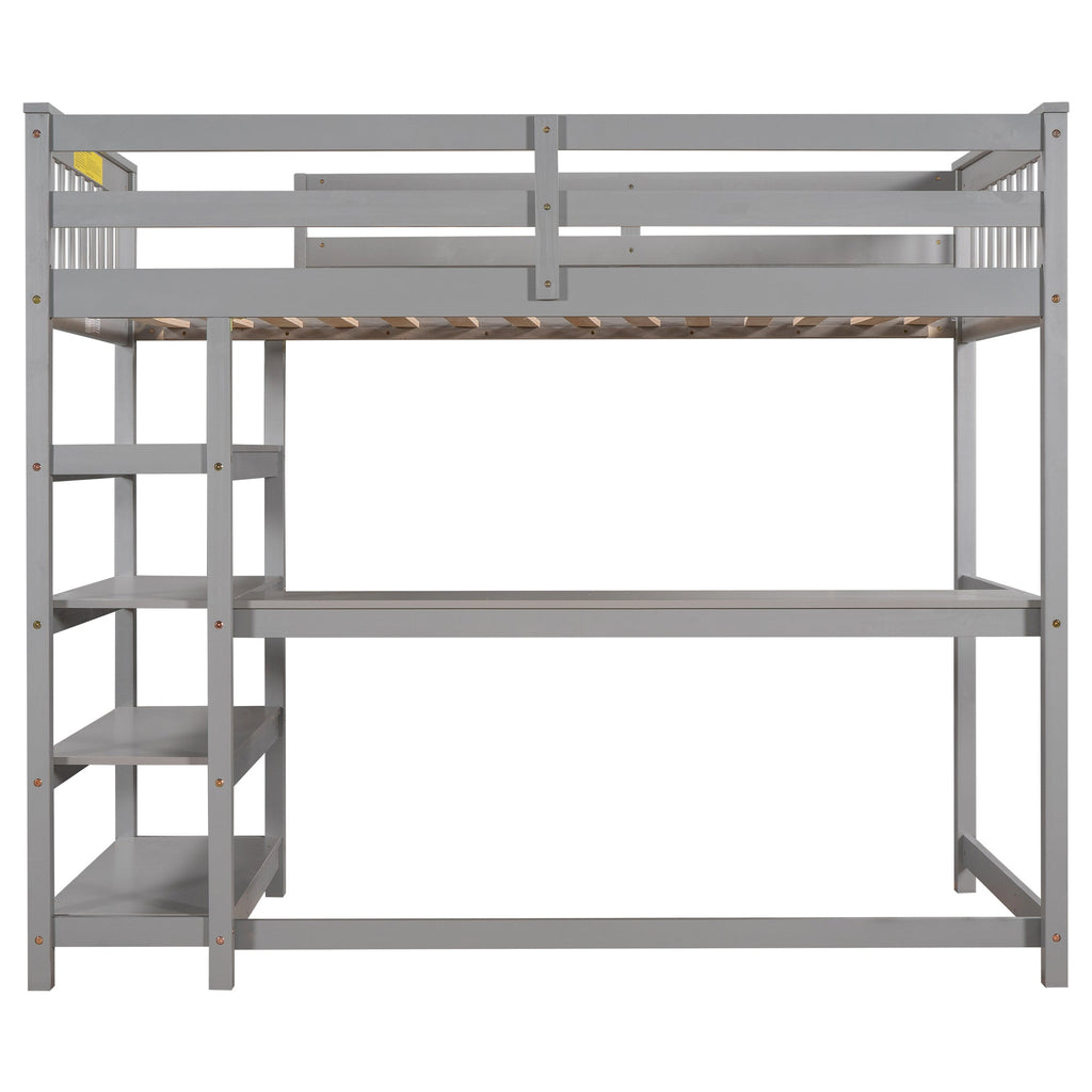 Twin Size Loft Bed with Storage Shelves