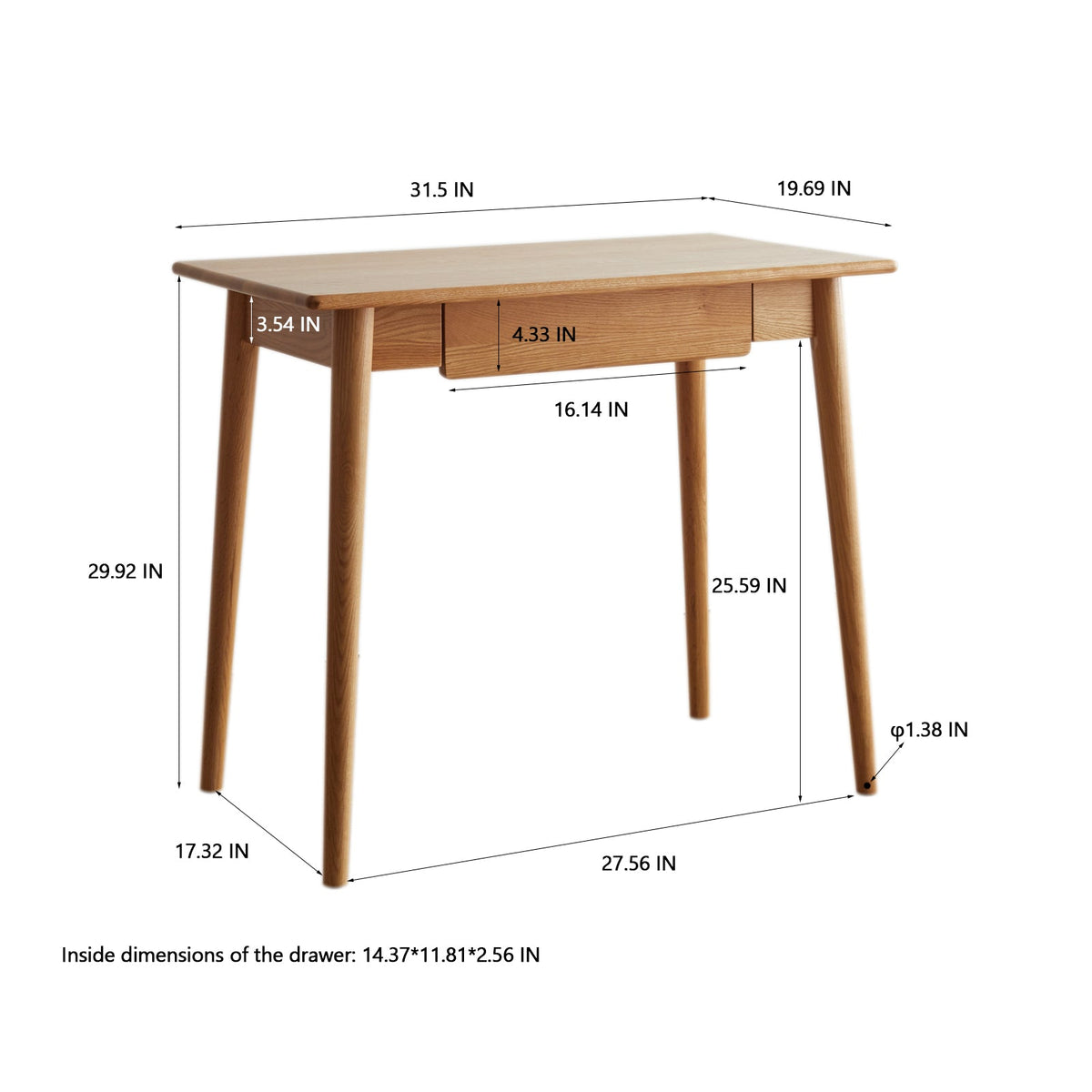 100% Solid Wood Desk