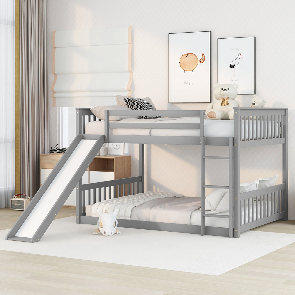 Full Over Full Bunk Bed with Slide and Ladder