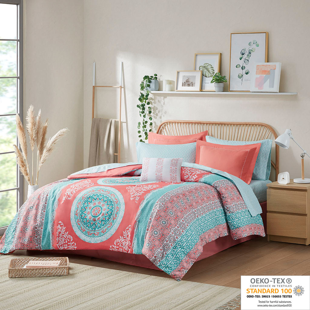 Twin Boho Comforter Set with Bed Sheets