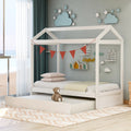 House Bed with Trundle - White, Customizable Design