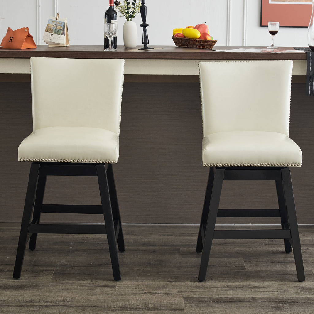 Upholstered Swivel Bar Stools Set of 2