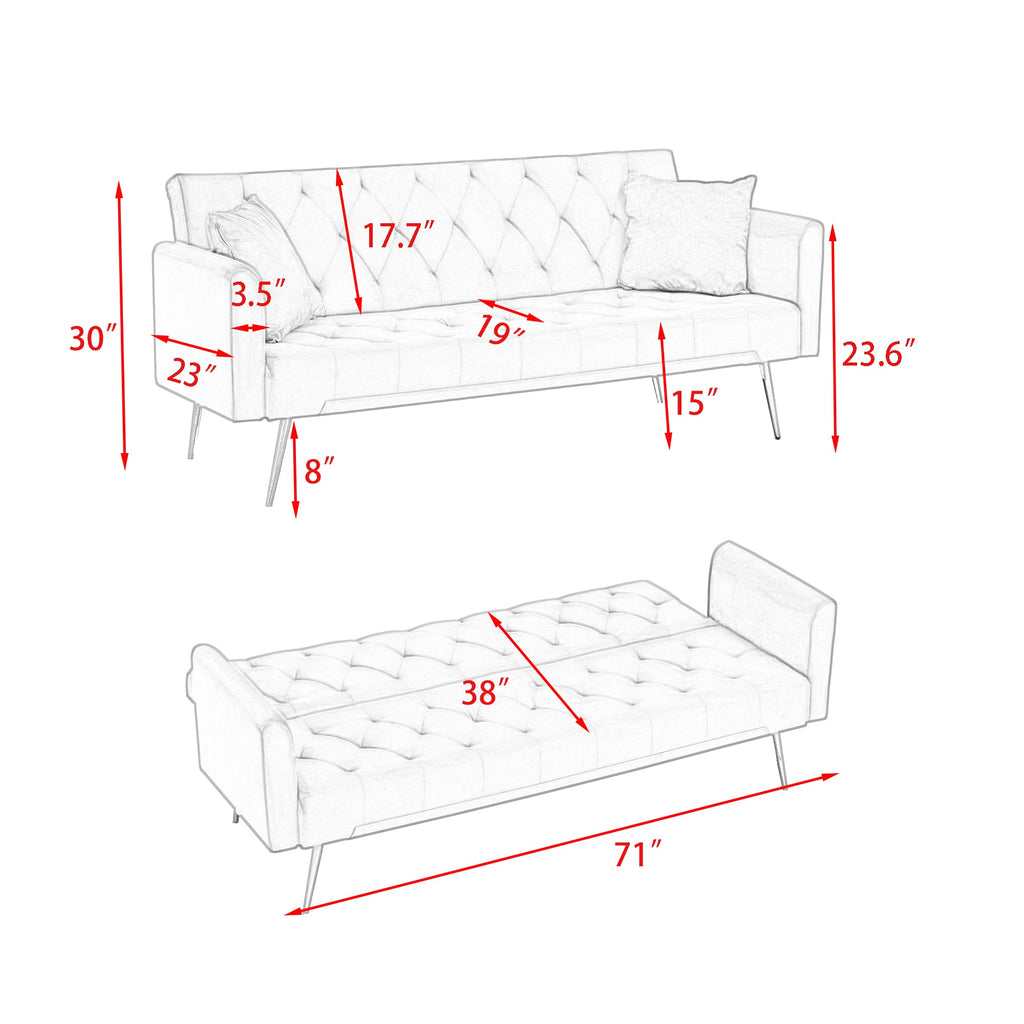 71-Inch Convertible Love Seat Sofa - American Retro