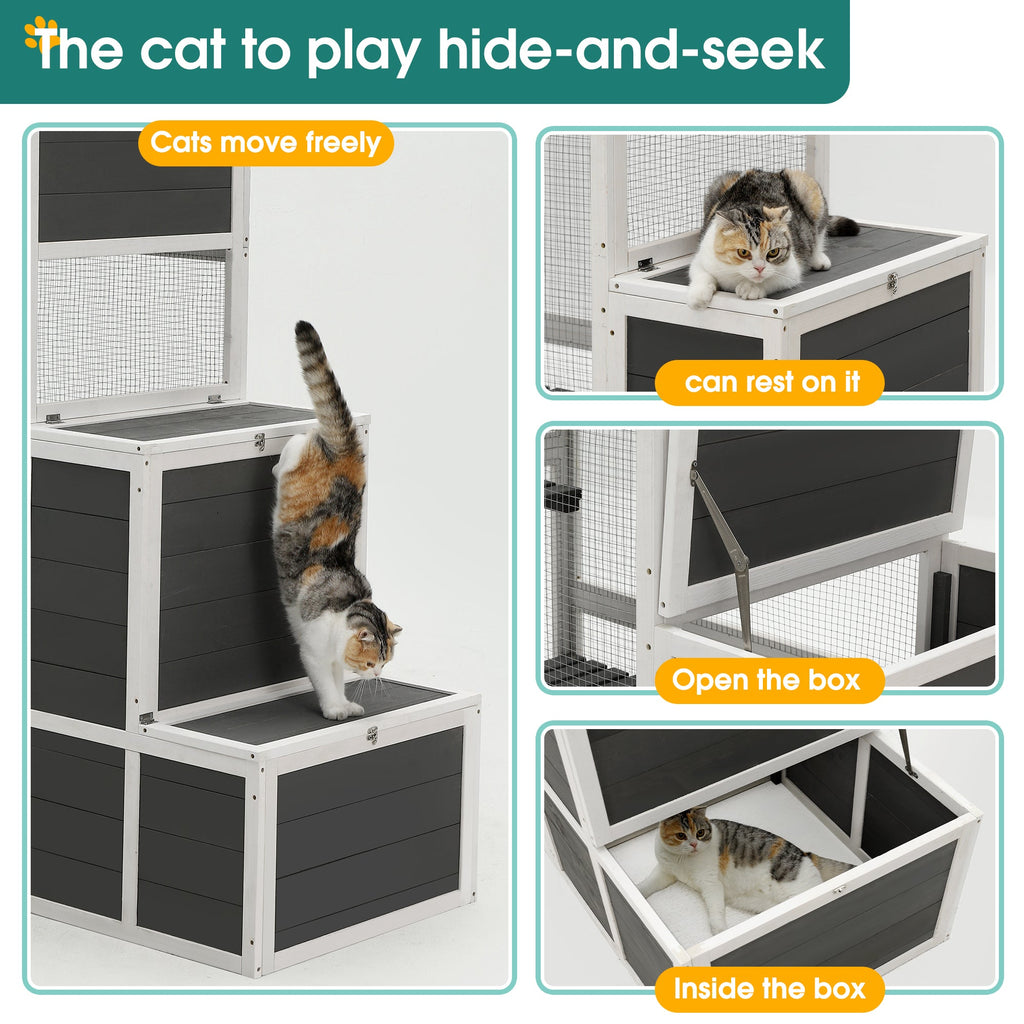 3-Tier Wooden Outdoor & Indoor Cat House