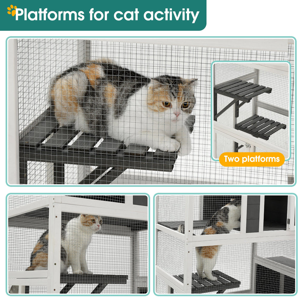 3-Tier Wooden Outdoor & Indoor Cat House