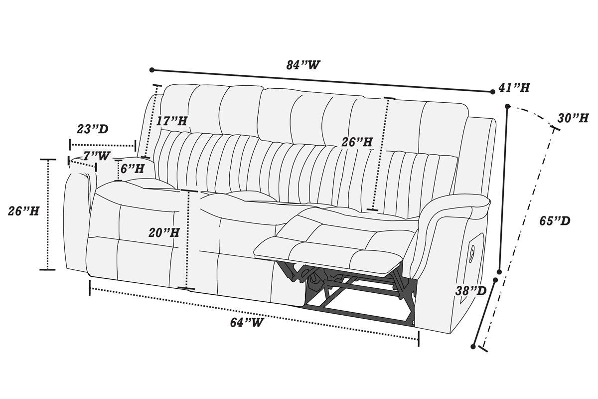 Contemporary Style Manual Motion 3pc Living Room Set