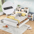 Full Size Storage Platform Bed with Pull Out Shelves, Twin Size Trundle and 2 Drawers