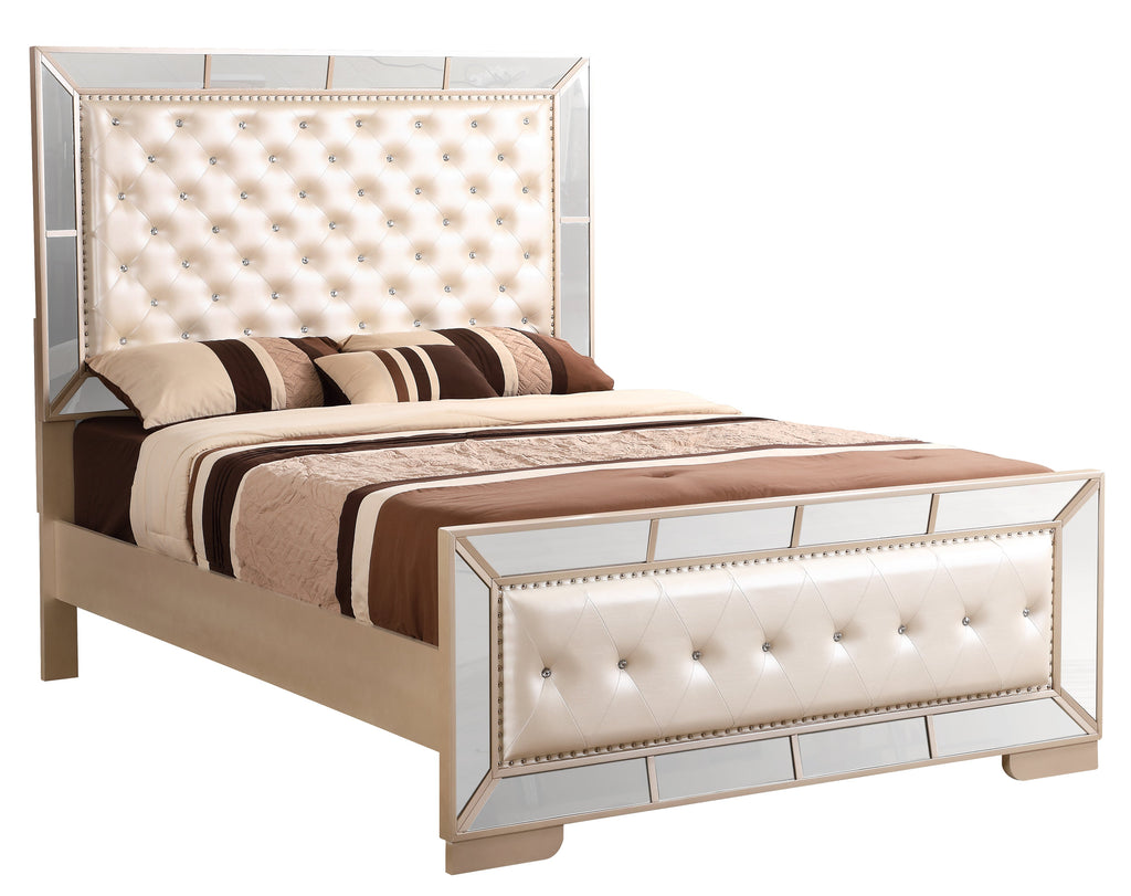 Elegant Pearl Queen Bed With Minimalist Design