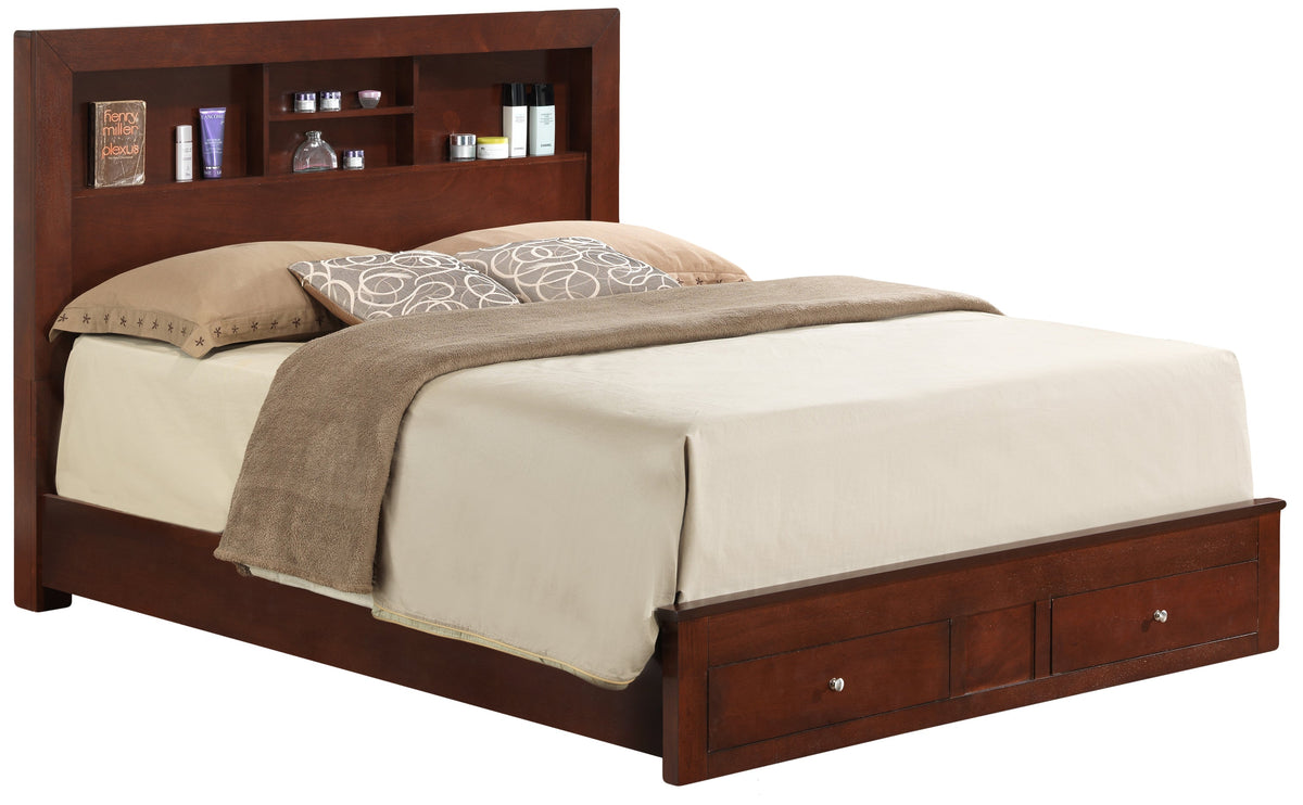 Transitional Cherry Full Storage Bed