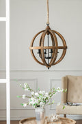 4-Light Wood Chandelier