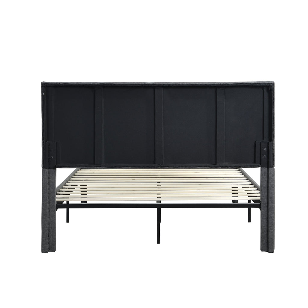Queen Size Upholstered Platform Bed Frame with Headboard