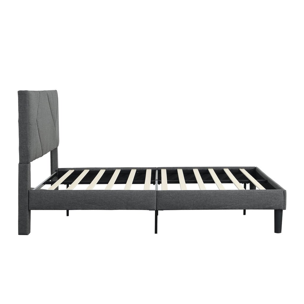 Queen Size Upholstered Platform Bed Frame with Headboard