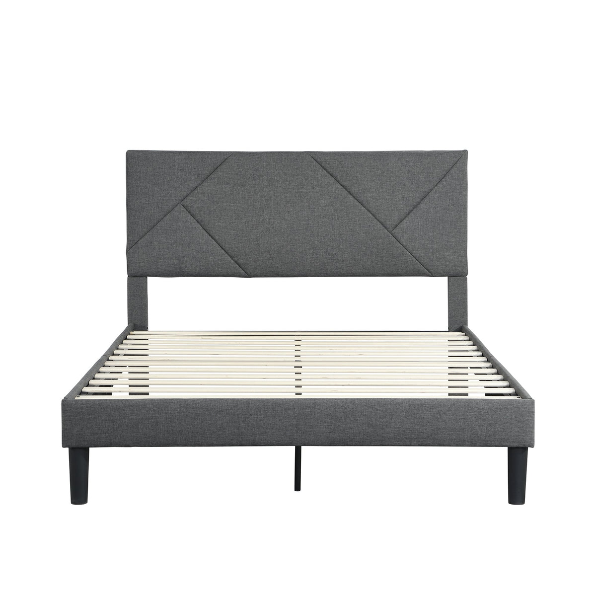 Queen Size Upholstered Platform Bed Frame with Headboard