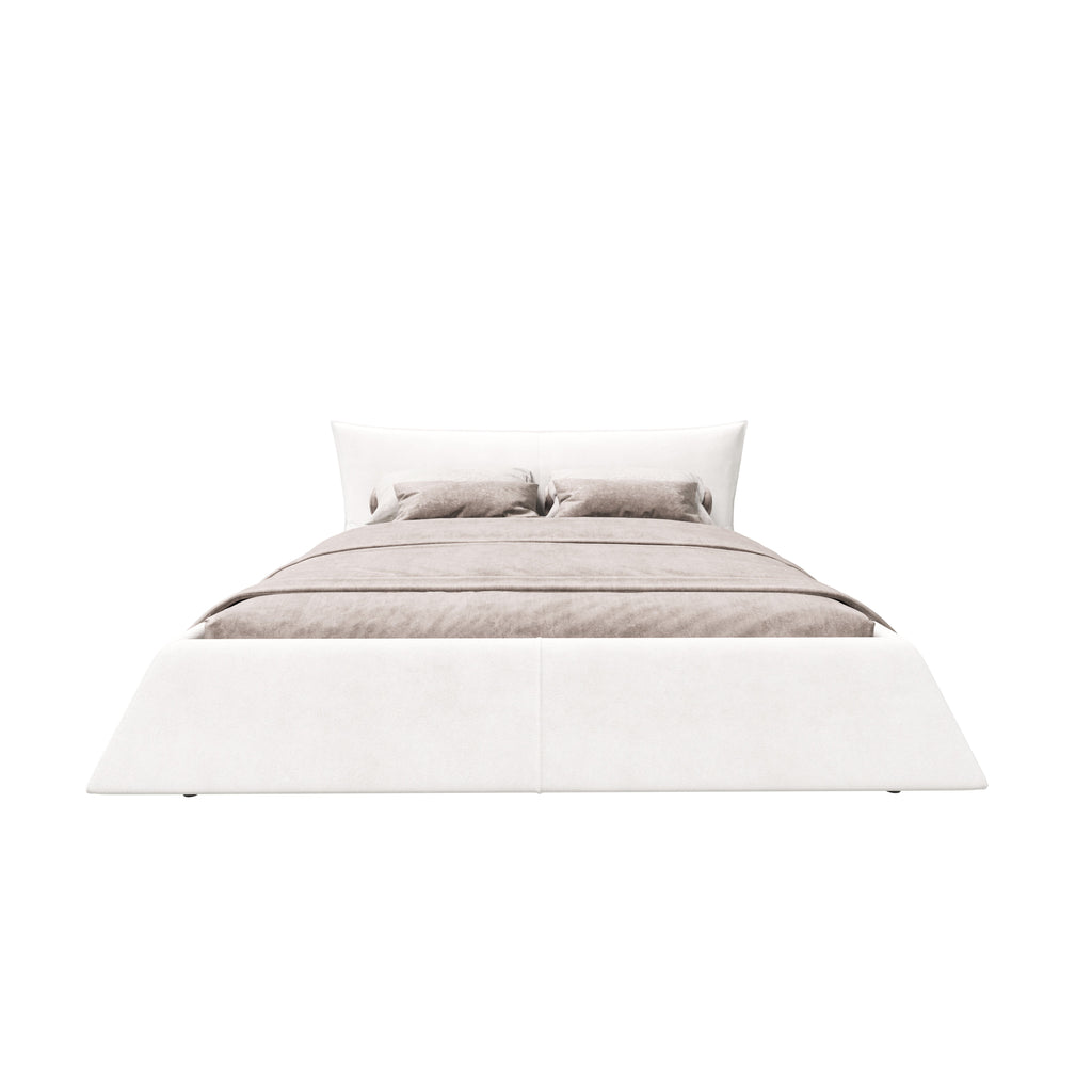 King Size Upholstered Platform Bed with Velvet Headboard