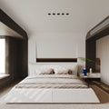King Size Upholstered Platform Bed with Velvet Headboard