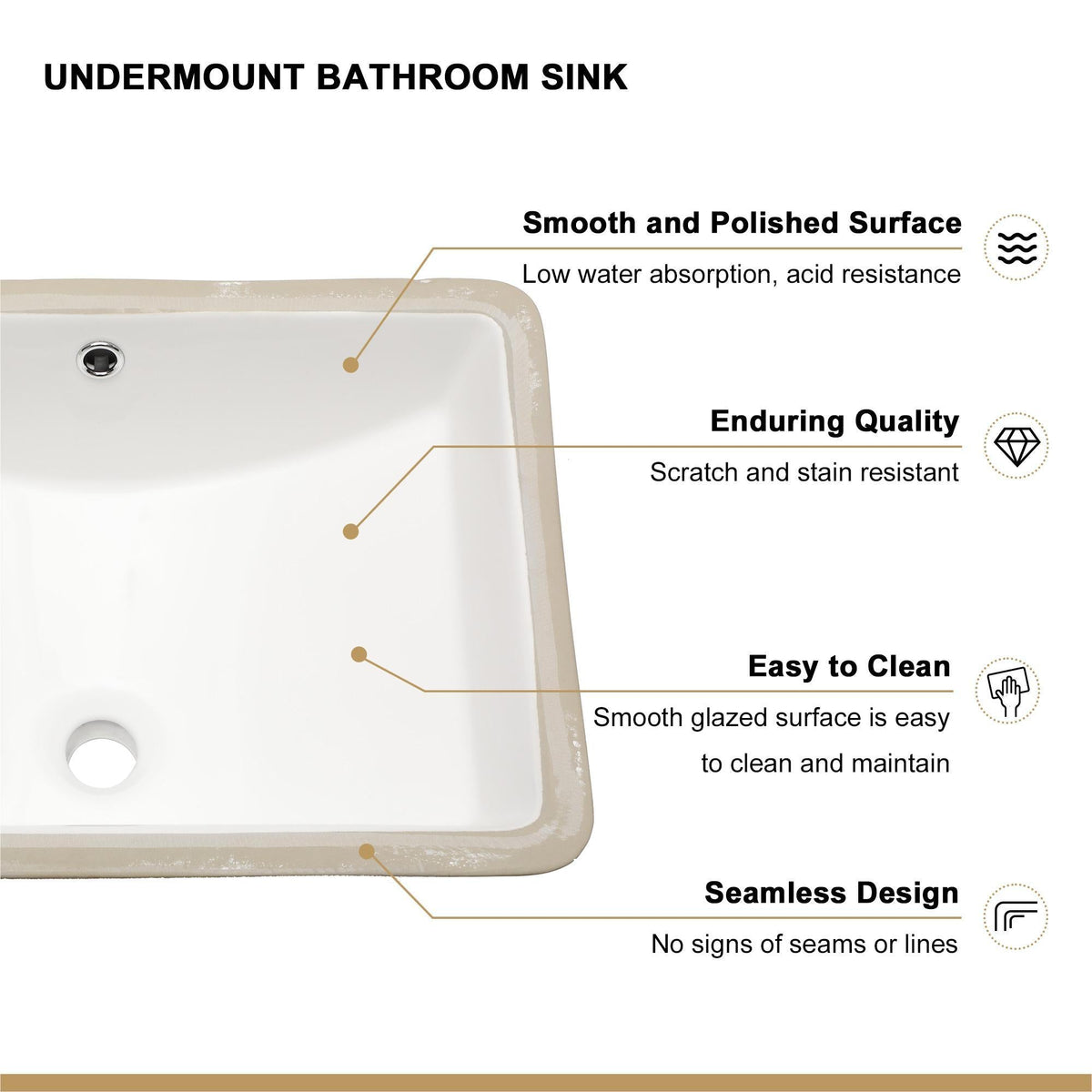 Modern Undermount Ceramic Bathroom Sink