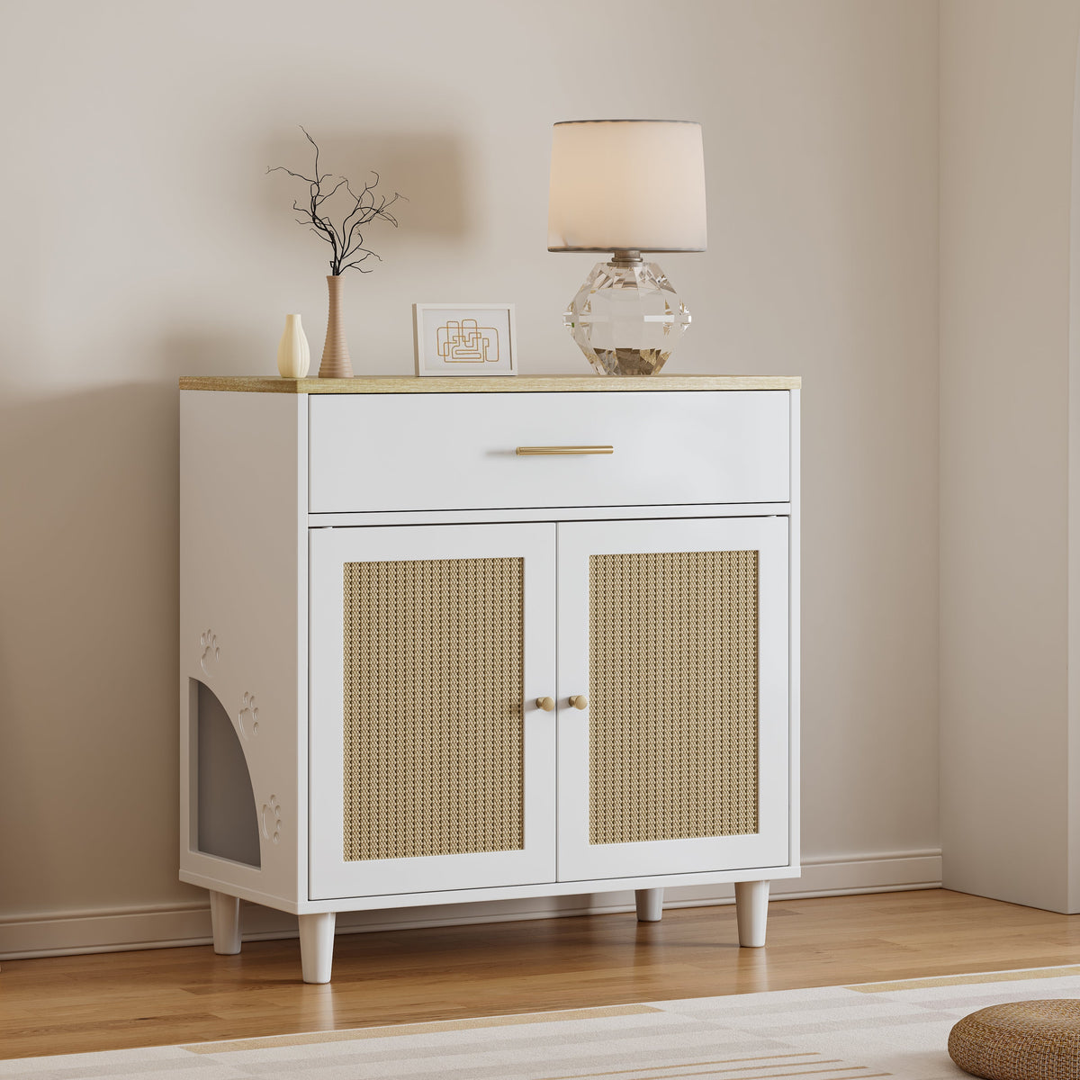 Cat Litter Box Enclosure with Scratch Pad