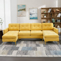 110" L-Shape Convertible Sectional Sofa with Movable Ottoman