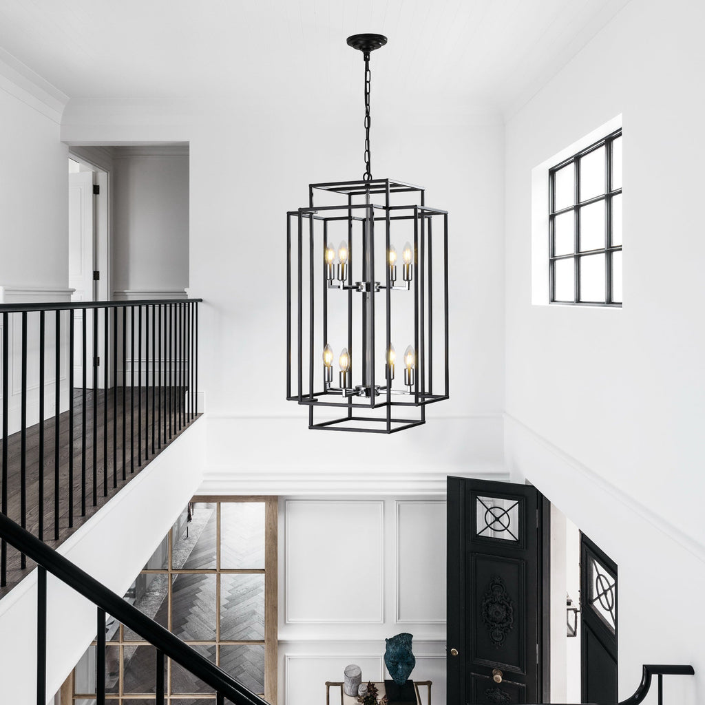 Black Geometric Foyer Chandelier