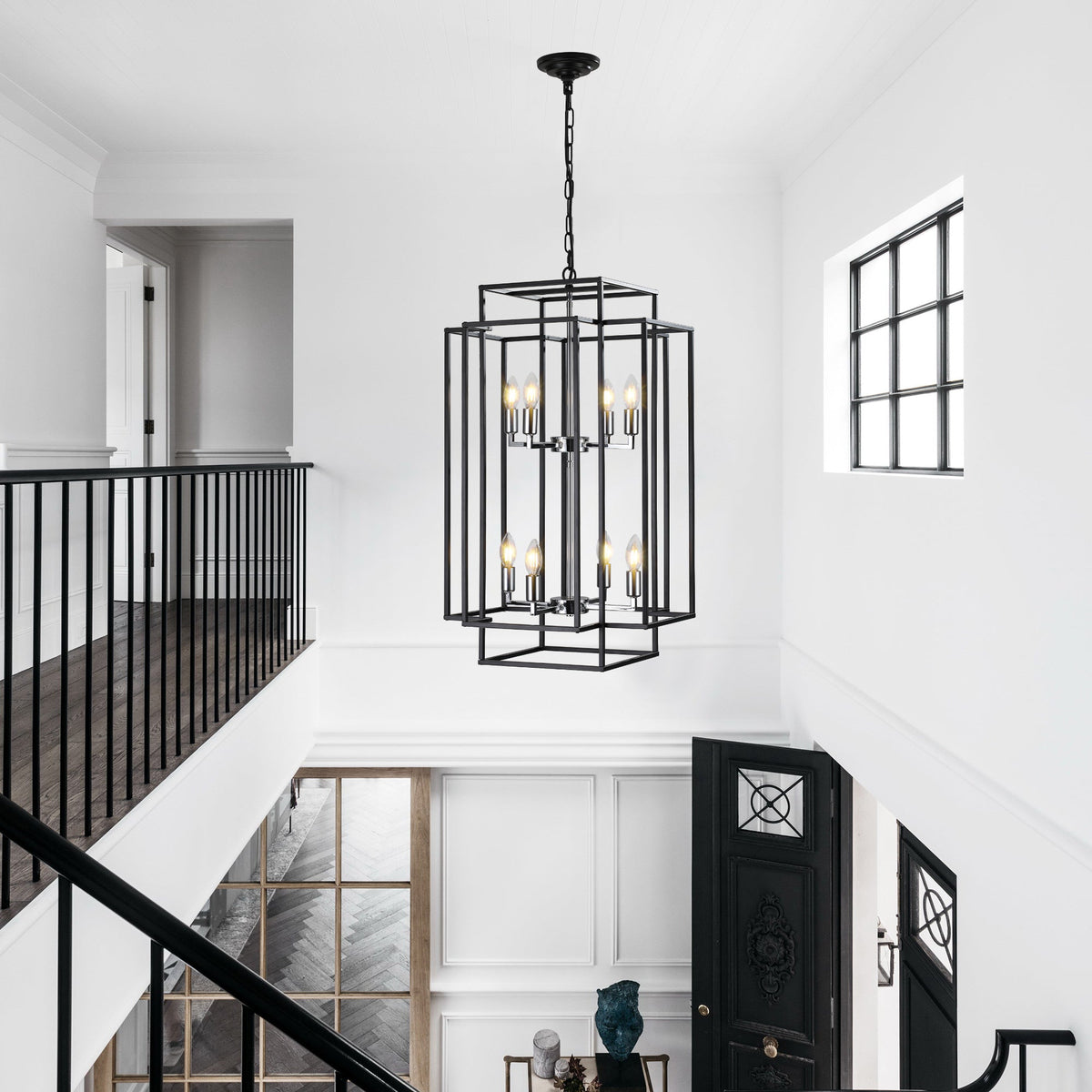 Black Geometric Foyer Chandelier