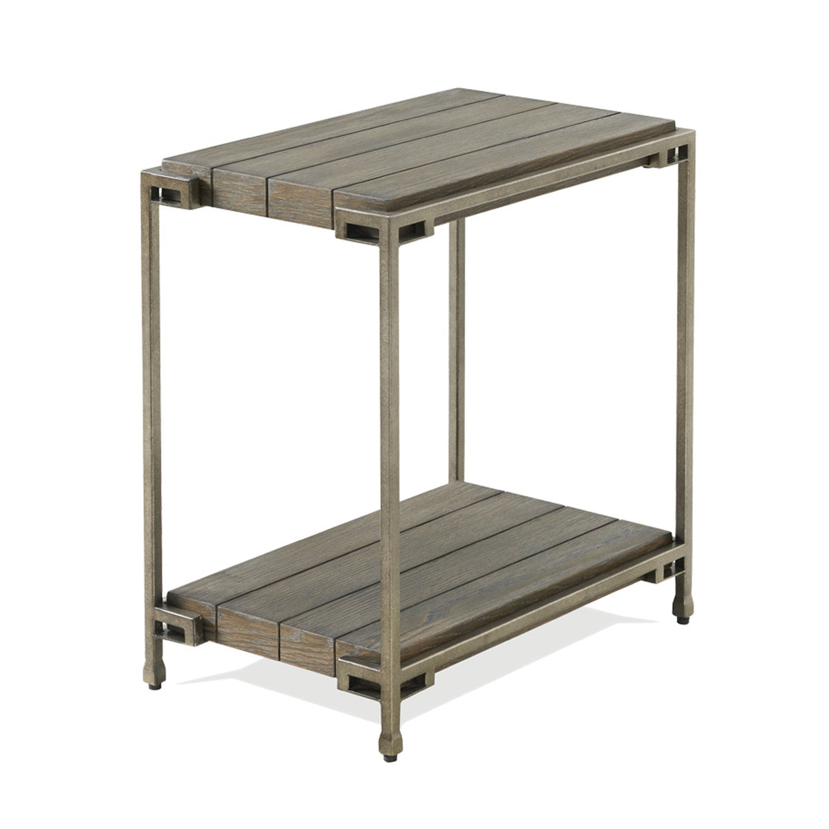 Corbeta Metal Frame Wood Living Room Chairside Table with Shelf, Aged Graphite