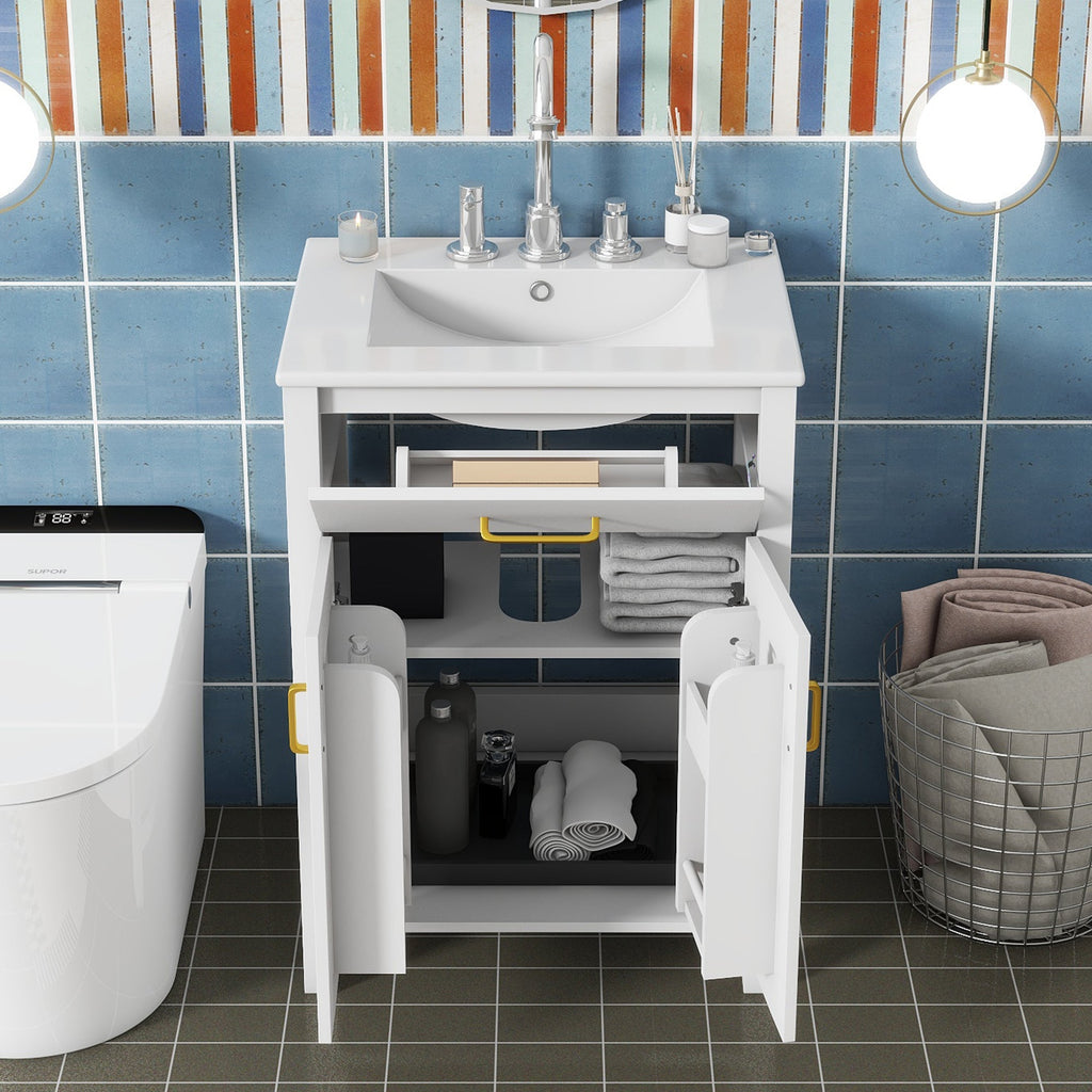 Luxurious 24" Bathroom Vanity Combo with Ceramic Sink