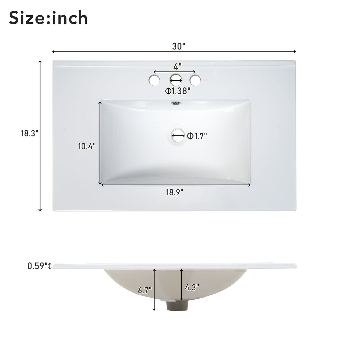 30" Modern Bathroom Vanity with Sink Combo Set