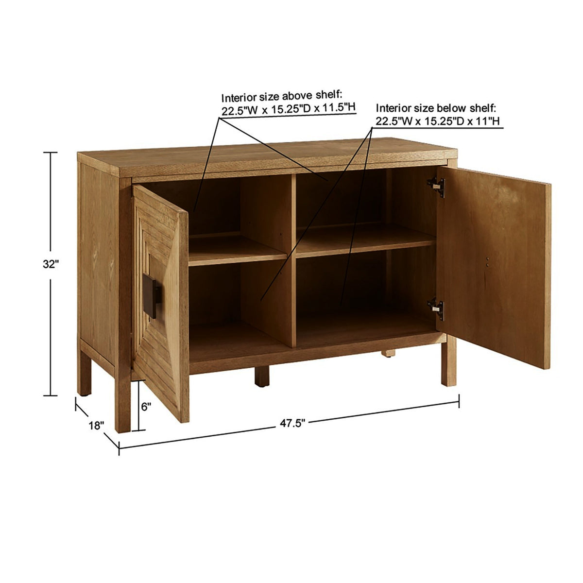 2-Door Accent Cabinet With Adjustable Shelves