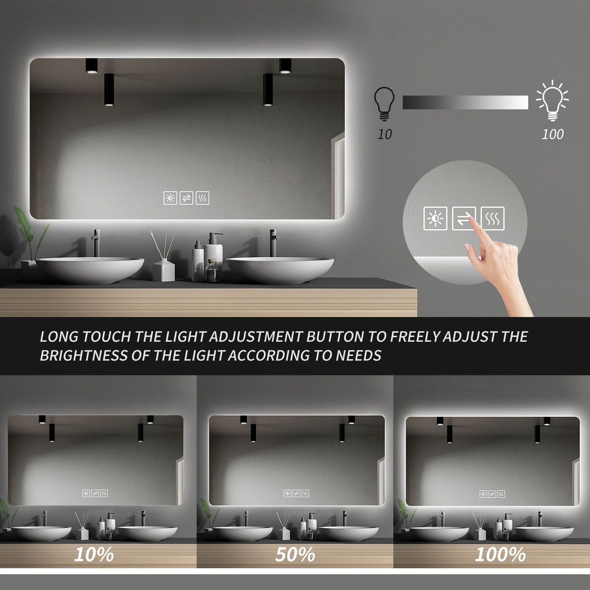 Backlit Bathroom Mirror with LED Lights